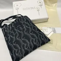 ミナペルホネン　入手困難　ミニバッグ　ネイビー×白　コットン刺繍トート