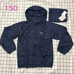 ★新品 マザウェイズ 150 ウィンドブレーカー ネイビー ドット フード付