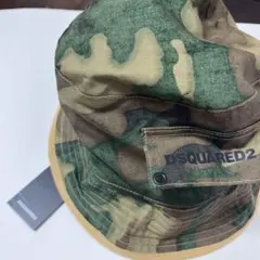 DSQUARED2 迷彩柄　カーキブラウン　バケットハット　帽子