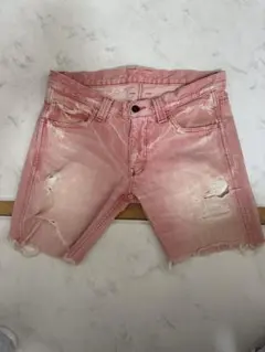 TMTデニムダメージショートパンツ　ピンク