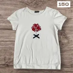 150cm べべ（BeBe）花柄プリント Tシャツ ホワイト