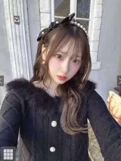 ファーオフショルダーケーブル編みニットトップス[gn549]黒参戦服M量産型新品