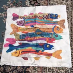 カラフルな魚柄 クッションカバー
