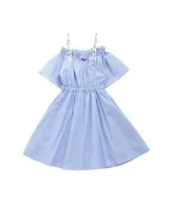 ALGY オフショル風肩りぼんワンピース　サックスブルー160