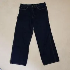 ユニクロ　ダークブルー　32 ワイドレッグデニム