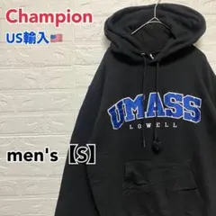 ●D373【US輸入】チャンピオン スウェットパーカー ブラック系 メンズ【S】