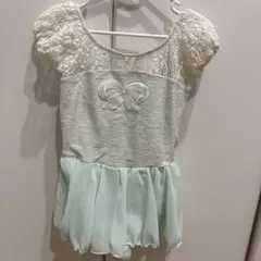 チャコット　ミントグリーン レース袖 バレエレオタード　ジュニアM