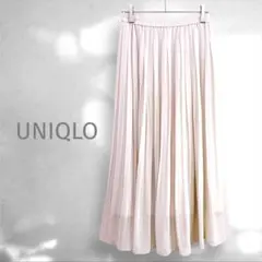 UNIQLOユニクロ　プリーツロングスカート　白（S）シースルー　a0879