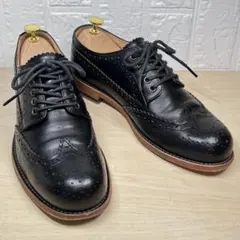 美品 パドローネ ウィングチップ メダリオン 本革 レザーシューズ 黒 40のサムネイル