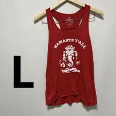funkyyoga ガネーシャ タンクトップ 赤　Lサイズ　アジアン　象