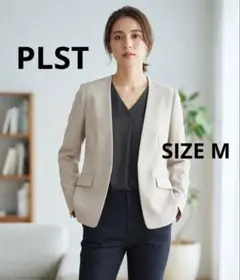 PLST プラステ バックサテンストレッチジャケット M グレー ノーカラーのサムネイル