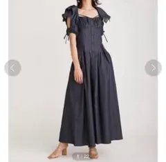 SNIDEL スリーブデザインスクエアネックワンピース デニム S