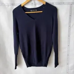 ZARA ネイビー Vネック セーター L オーバーサイズコーデ