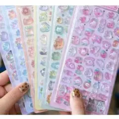 ぷくぷくシール　6枚セット　ボンボンドロップシール風　　ぷっくり立体シール