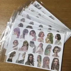 コラージュ素材 人物 切り取りステッカー 8点セット