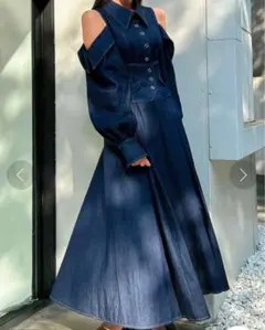 dazzlin（ダズリン） オープンショルダーコルセットワンピース（インディゴ）