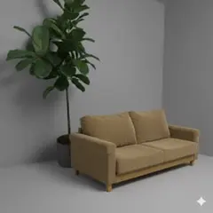 ベージュ コーデュロイ 2人掛けソファ　ベロア生地