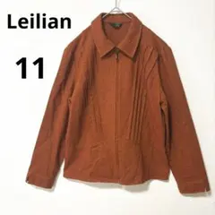 Leilian レリアン 11号 L オレンジ ピンタックブルゾン ジャケット