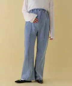 【産前・産後対応】マタニティ／ピンタックデニムフレアパンツ
