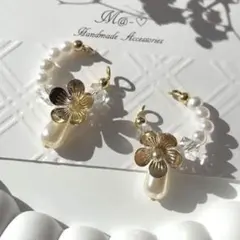 お花付きイヤーカフセット！ゴールド