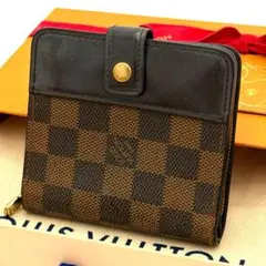 ルイヴィトン ダミエ エベヌ コンパクトジップ 二つ折り財布 N61668