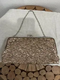 ゴールド ビーズ刺繍 クラッチバッグ