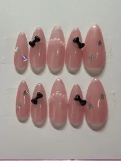 ピンクネイルチップリボン