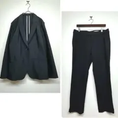 大きいサイズ　パンツスーツ　上下セット　ストレッチ　ブラック　レディース　3L