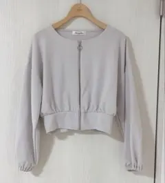 【値下げ】zip upショートブルゾン【ライトグレー】