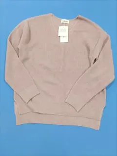 Vネック セーター M ピンク　くすみピンク　ゆったり　ラメ　春