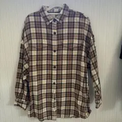 GU ブラウンチェック柄 長袖シャツ