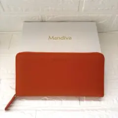 未使用 マエリス ガマ口 ノクチルカ 長財布 オレンジ レザーウォレット 