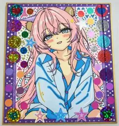 オリジナルイラスト 猫耳女の子 イラスト　コピック 1点もの 原画 ミニ色紙