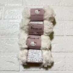 【匿名配送】セリア 毛糸 ドリームキャット カラー24 シロ 4玉