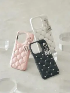 darich キルティングビジューddチャームiPhoneケース ピンク