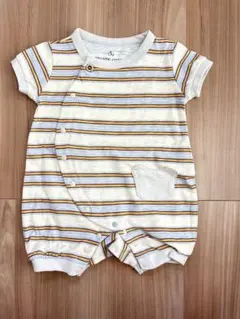 ORGANIC COTTON ストライプロンパース 50-60cm くま