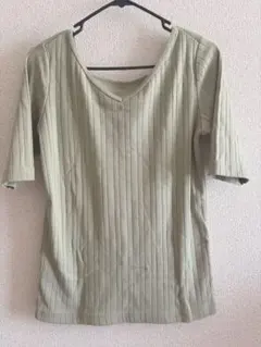 2WAY リブカットソー 半袖 カーキ Mサイズのサムネイル