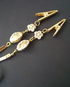 ハンドメイド アンティークビーズ ナフキン、ハンカチ 調節ビーズつきクリップ