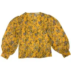 花柄フリル長袖ブラウス Stradivarius イエローマスタード　春服のサムネイル