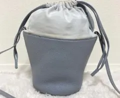 ayakoバッグ ポタリ アイスブルー 巾着 レザー コットンのサムネイル