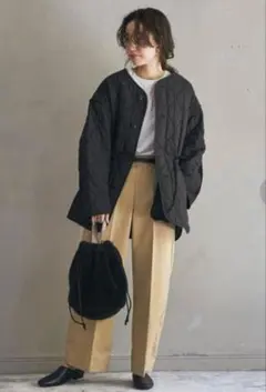 coen キルティングジャケット ブラック