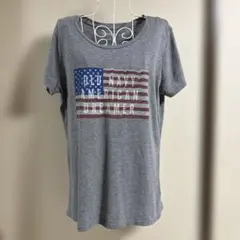 【OLD NAVY】レディースアメリカ国旗プリントグレーTシャツ Mサイズのサムネイル