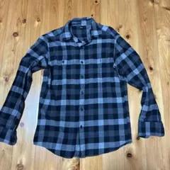 UNIQLO M ブラック/グレー チェック 長袖ネルシャツ