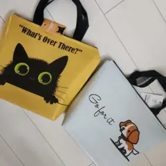 【新品】黒猫と子犬 デザイン クーラートートバッグ エコバッグ 2点セット