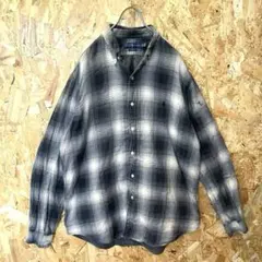 希少　Ralph Lauren シャドー　オンブレチェック BDシャツ　XL 古着 90s Ralph Lauren 「CUSTOM FIT」 スモール オンブレ