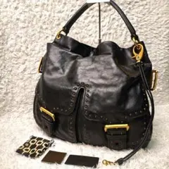 00s ロイドメッシュ 本革 レザー ワンショルダー バッグ スタッズ y2k