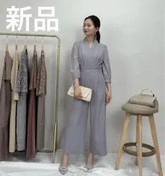 新品　ドレスプラス　M パンツドレス　オケージョンドレス　結婚式　グレー