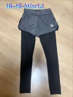 レディース　ショートパンツ付きレギンス グレー✖️ブラック　M