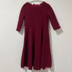 SHEIN バーガンディ スカラップネック ワンピース 10Y