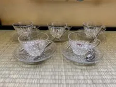 HOYA 強化グラス保谷ビゴラス カップ ソーサー スプーン 15セット 레트로